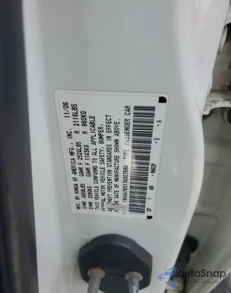 2007 Acura Tl Type S from USA, damaged, VIN 19UUA76517A007684